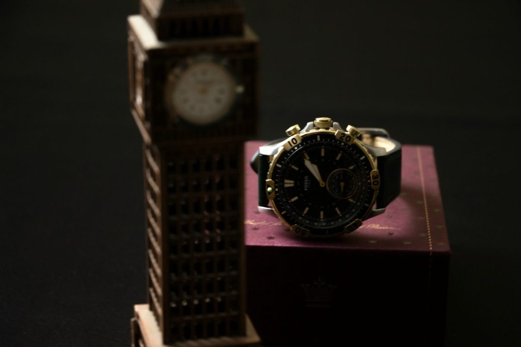 silver link bracelet round chronograph watch